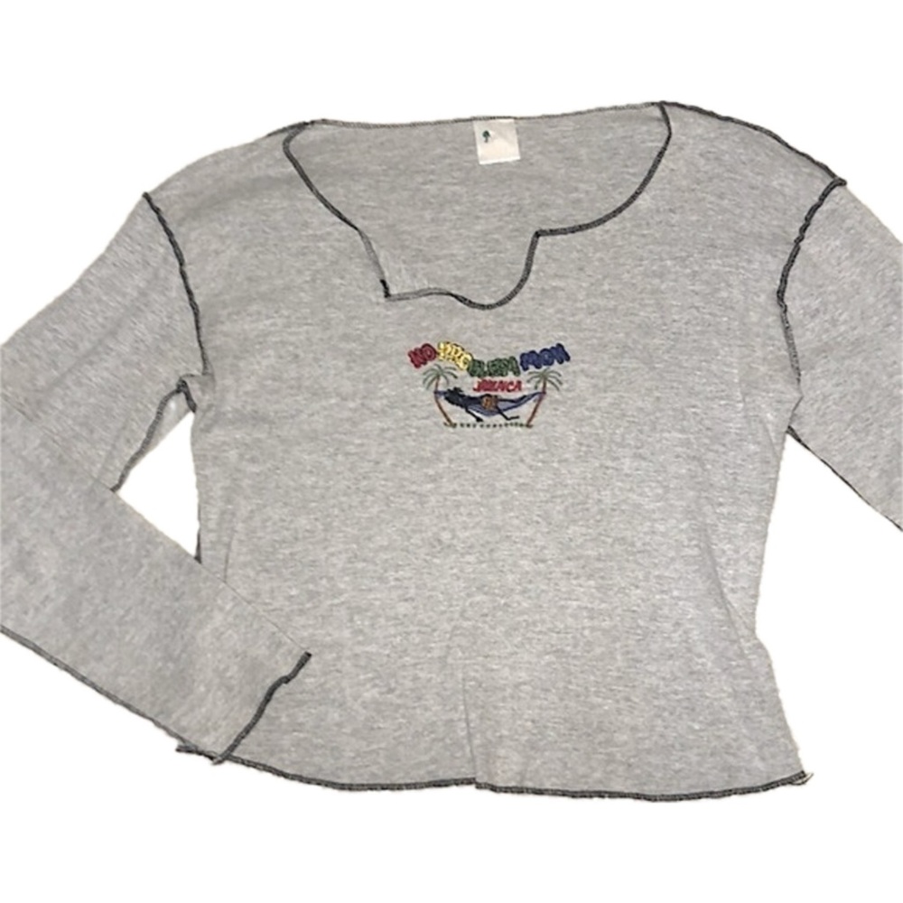 Vintage No Problem Mon Jamaica Long‎ Sleeve Crop Top
